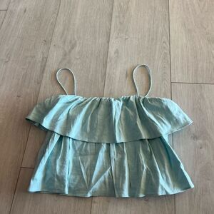Alice and Olivia Mary-lynn Ruffled Crop Top, Powder Blue, size 8